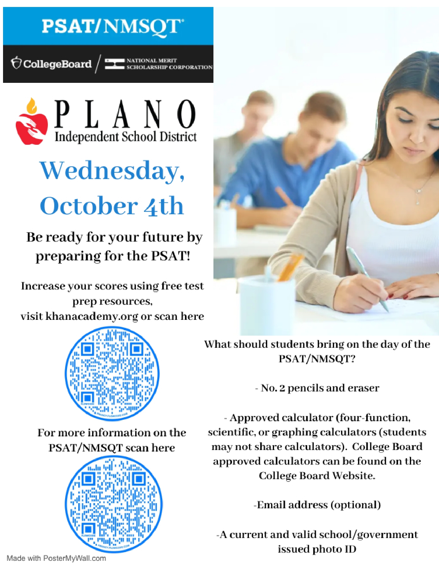 Flyer for PSAT/NMSQT